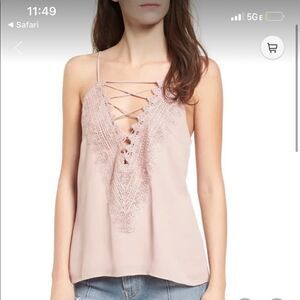 Nordstrom Wayf Lace Cami Top in Blush